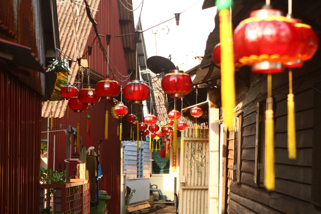 Decoração em bairro chinês em George Town